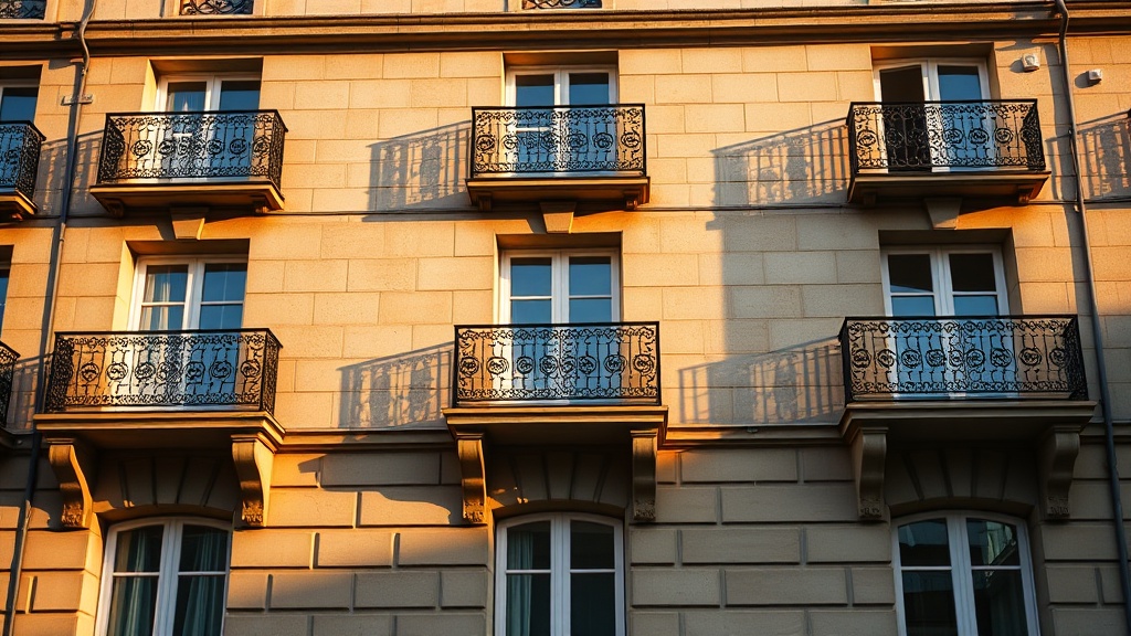 Immeuble bordelais avec balcons en pierre blonde typique du centre-ville