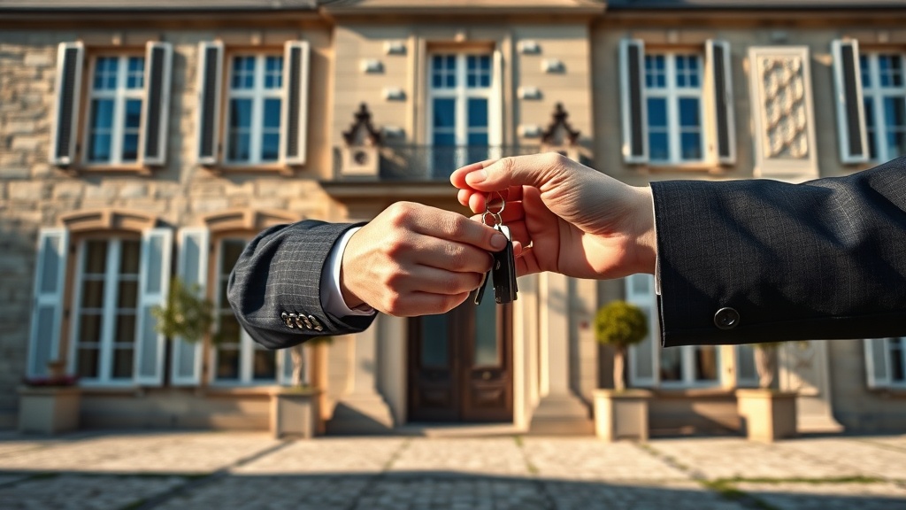 Conseiller immobilier remettant les clés d'un bien à Bordeaux