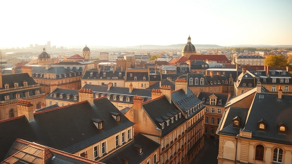 Vue sur les façades en pierre blonde et les toits de Bordeaux